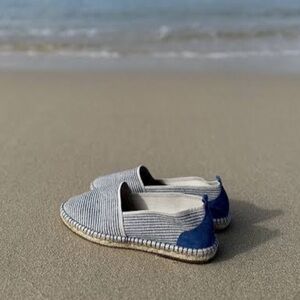 Espadrille made in France Blue and White Striped Espadrille Slip-On Sz -9.5